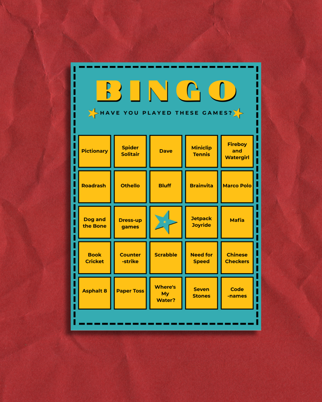 Games Bingo card