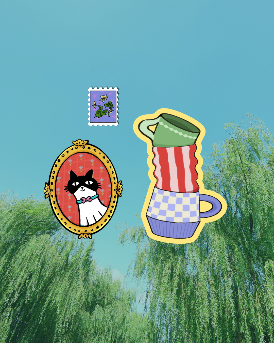 Three decorative stickers