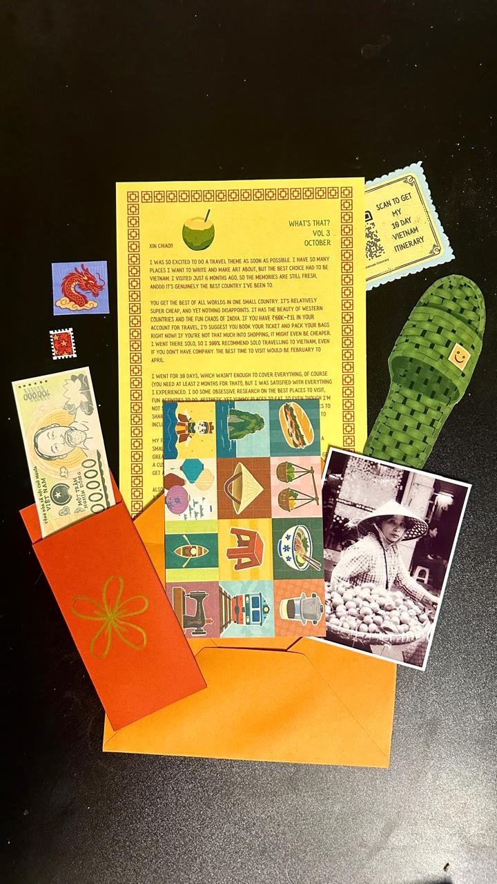 October Travel Edition mail contents laid out in real life